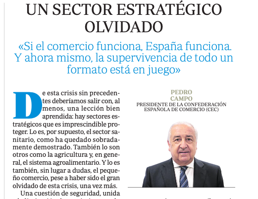 "Un sector estratégico olvidado", artículo de Pedro Campo en ABC
