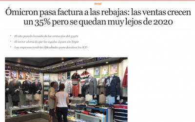 El Economista | «Ómicron pasa factura a las rebajas: las ventas crecen un 35% pero se quedan muy lejos de 2020»